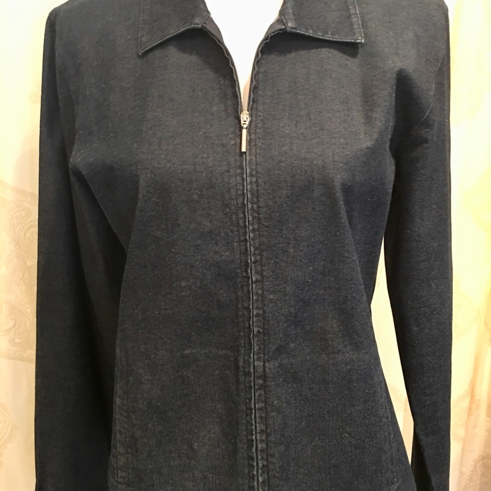 Eileen Fisher blue denim zip jacket Size Small
